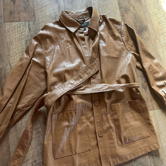 MARC NEW YORK Jackets & Blazers - Women's MARC NEW YORK Brown Croc Embossed Faux Leather Jacket M